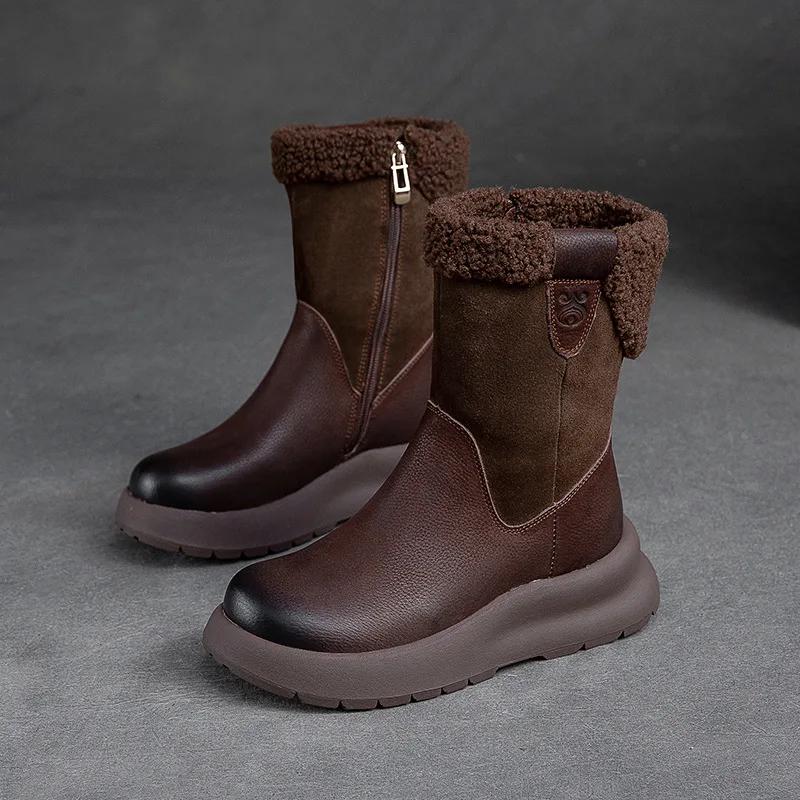 Fashion New Mid Length Snow Boots 2025 with Plush Insulation  Solid Color Thick Soled Women's Short Boots  Casual Women's Shoes