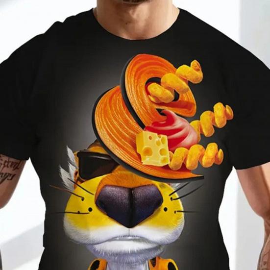 Camiseta Casual Divertida para Hombre Estampados de Animales de Dibujos Animados Camiseta Cuello Redondo Manga Corta Pullover para Uso Diario Fiesta Callejera Playa
