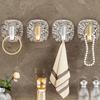 4 pcs Transparent Bathroom Hooks Self Adhesive Towel Rack Coat Hanger  Door Organizer