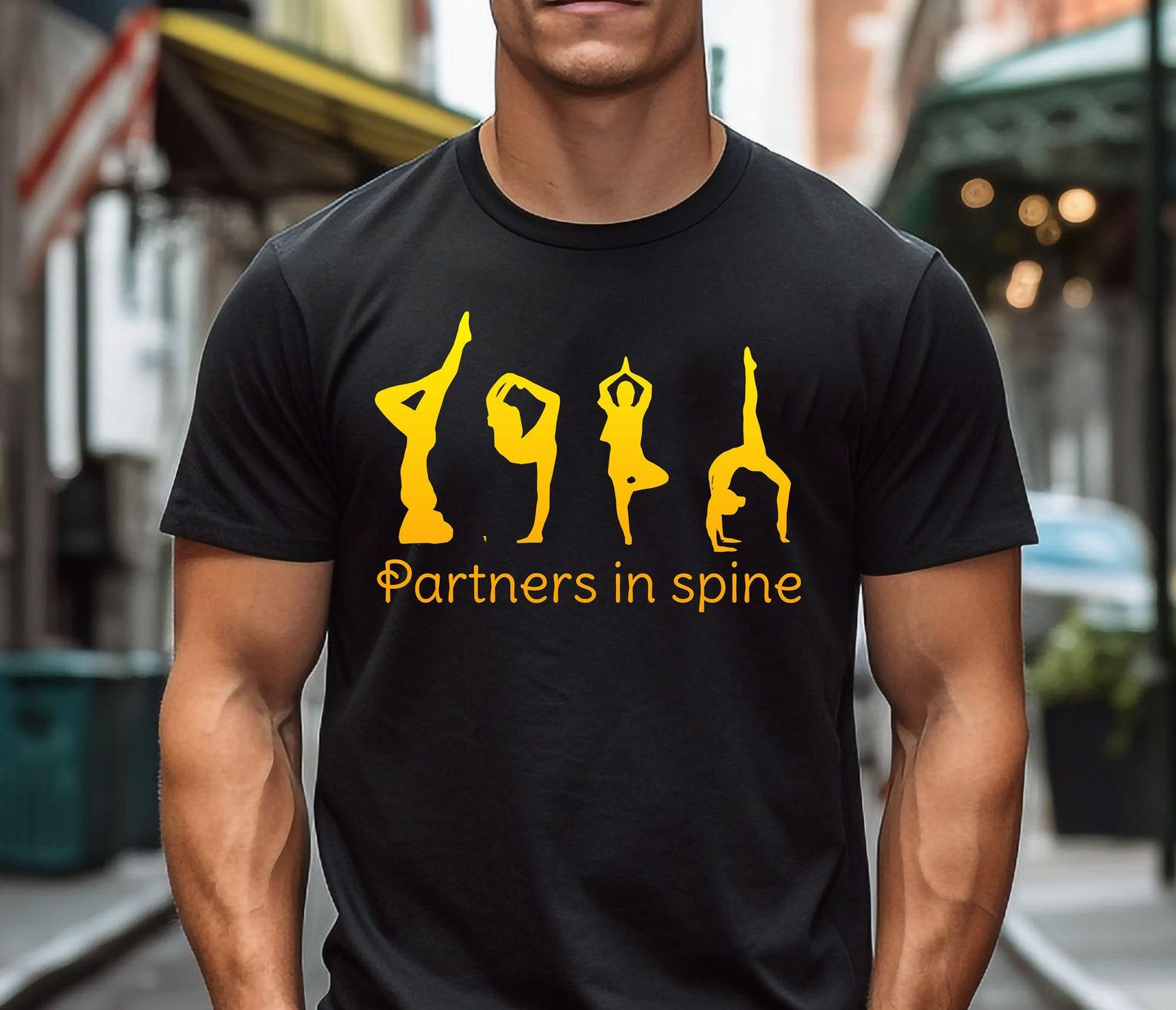Yoga Partner Tee: Partners in Spine Duo Poses Shirt 4XL