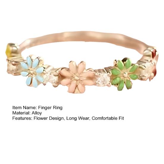 Finger Ring 3D Flower Shape Health Mood Support Long Wear Finger Band Wife Mother Sister Daughter Stress Relief Ring