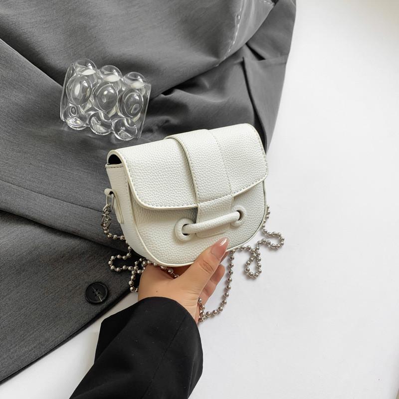 Fashionable Medium-sized Pu Saddle Bag For Women With Trendy Chain Handle