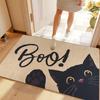Boo Black Cat Peeking Paw Print Doormat Non Slip Entrance Mat Indoor Outdoor Welcome Rug Cute Kitten Decor Floor Carpet