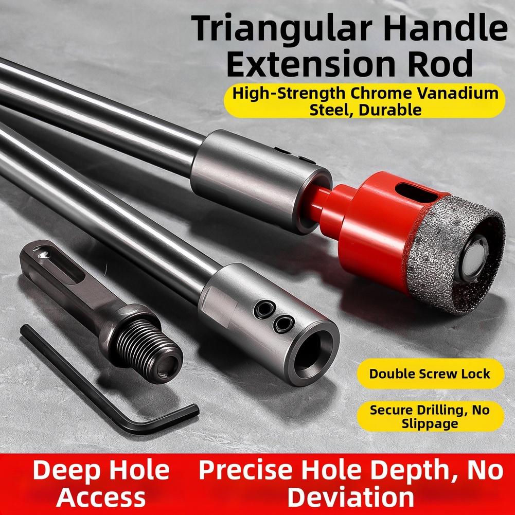 Triangular Shank Extension Rod Chrome Vanadium Steel 150 300mm High Concentricity Duals Lock Anti Slip For Woodworking Metalwork
