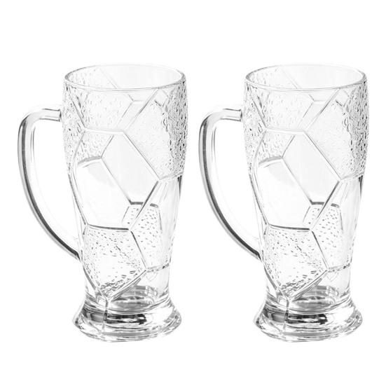 Soccer Beer Glass, 700ml Capacity Lead-Free Stein with Handle for Craft Beer, Sports Themed Beverage Cup for Party