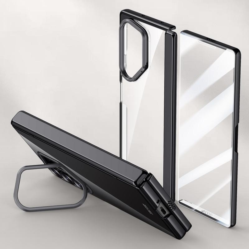 For Samsung Galaxy Z Fold6 5G Kickstand Case PC+Acrylic Clear Phone Cover with HD Screen Film