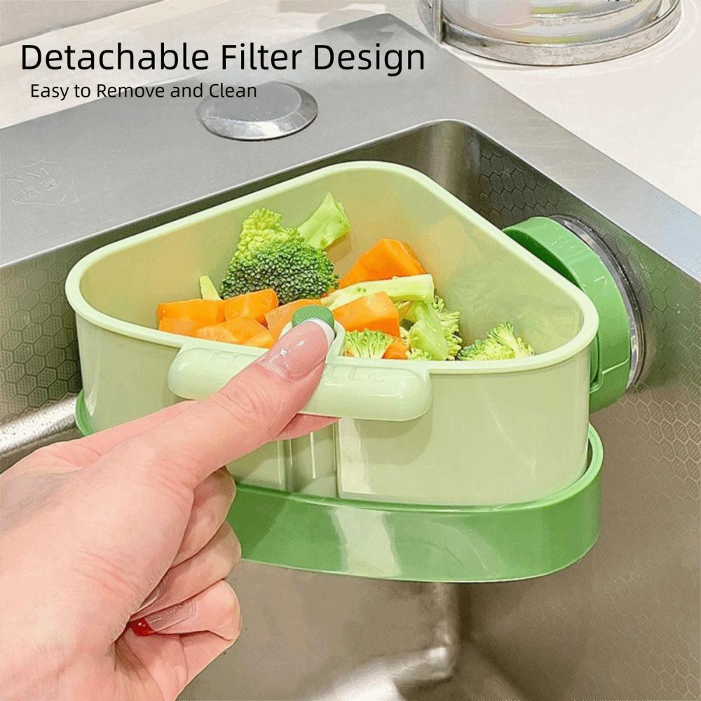 Removable Plastic Triangle Sink Filter One-touch Drainage Kitchen Sink Strainer Vegetables Washing