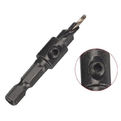5 Pack Countersink Drill Bits Set Carbon Steel Construction Hexagonal Shank for Quick Woodworking and Edges Finishing