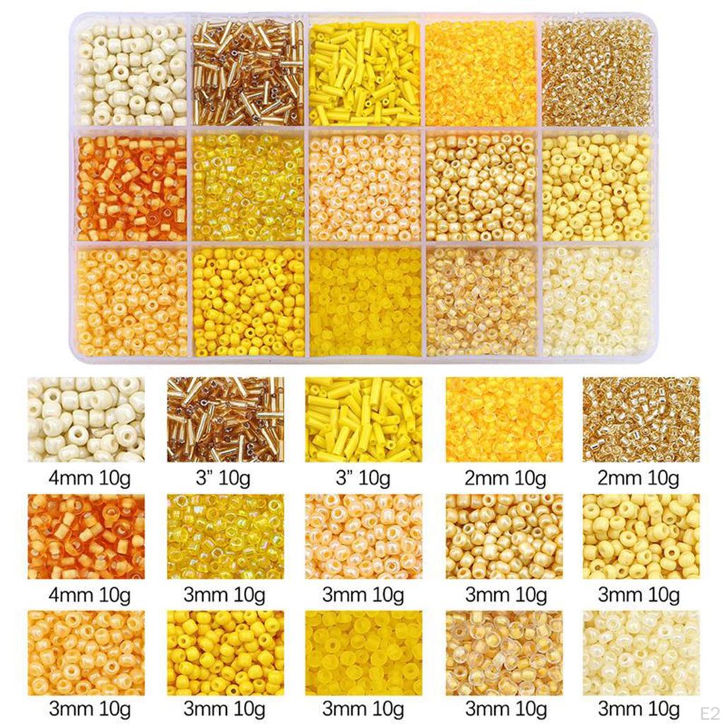 15 Colors Glass Beads Set for Bracelet Making Tube Kit Spacer Handcrafted DIY Craft