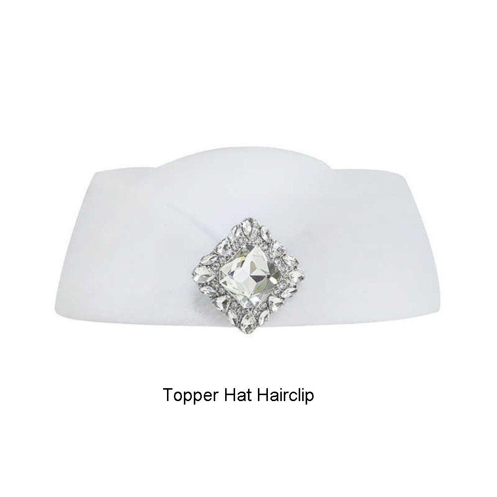 British Style Wool Beret Hat Rhinestone Flight Attendant Hat Fashion Topper Hat  Party Style A