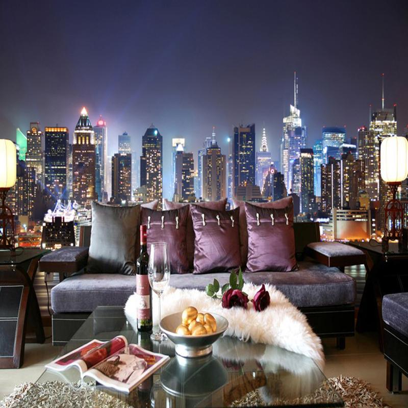 Free Shipping Custom 3D Wall Mural Wallpapers Modern City Night Views For Bedroom Living Room Sofa Backdrop Wall Contact Paper