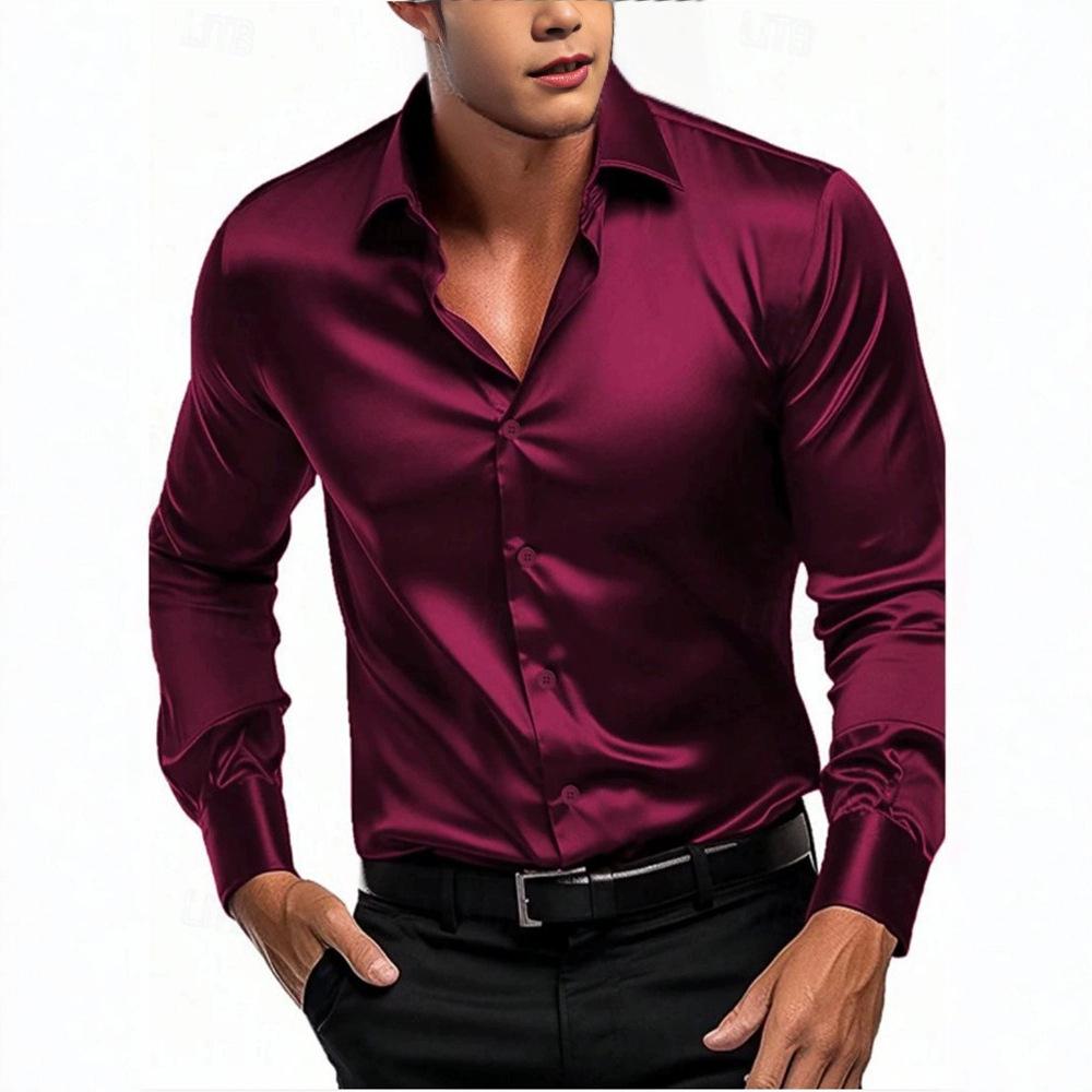 2025 Men's Silky Fabric Long-Sleeve Business Casual Shirt