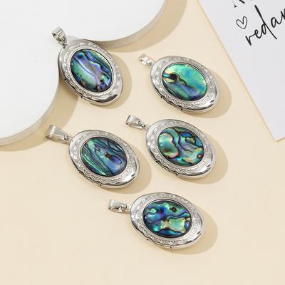 1 Stück, eleganter ovaler Anhänger aus natürlicher Abalone-Muschel, handgefertigt, böhmische Mode, für Männer und Frauen, Charms zur Schmuckherstellung, DIY-Halskettenzubehör, Bastelgeschenke