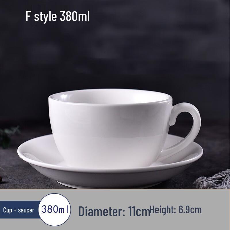 Reines Weißes Keramik-Kaffee-Tassen- und Untertassen-Set