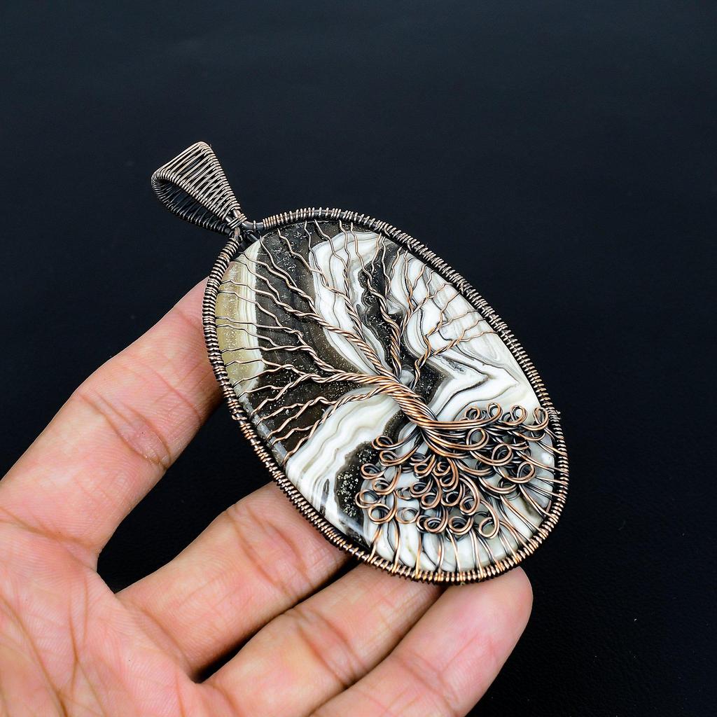 Mystery Agate Pendant, 999 Copper Wire Wrap Pendant Gemstone Jewelry, Handmade Pendant Amazing Jewelry, Gift For Her