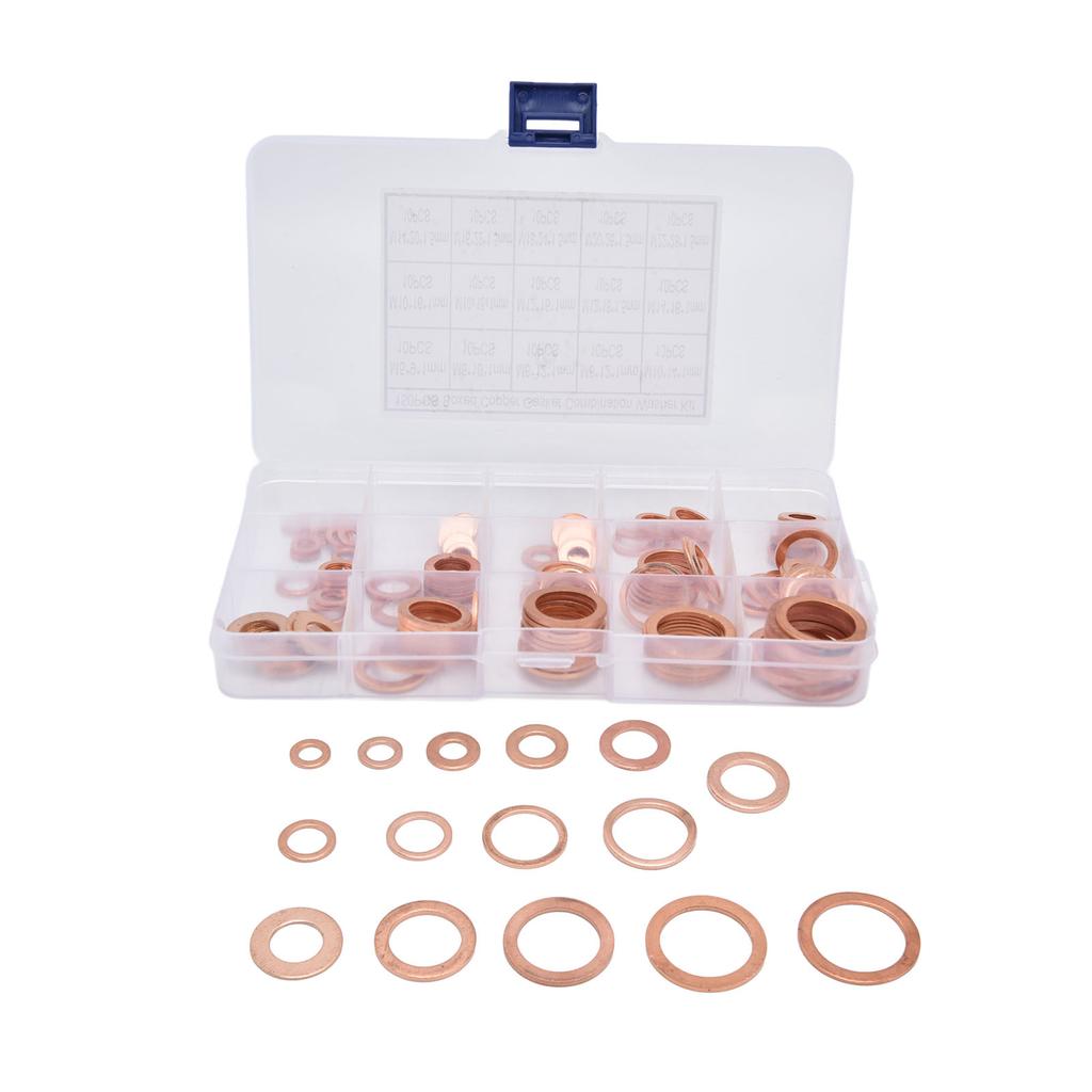 150Pcs Copper Washer Sealing Washers Assortment Oil Seals Gasket for Pumps Valves M5?M22