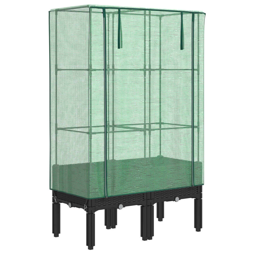 Vidaxl Raised Planter with Greenhouse, Rattan Look, 80X40X140 Cm