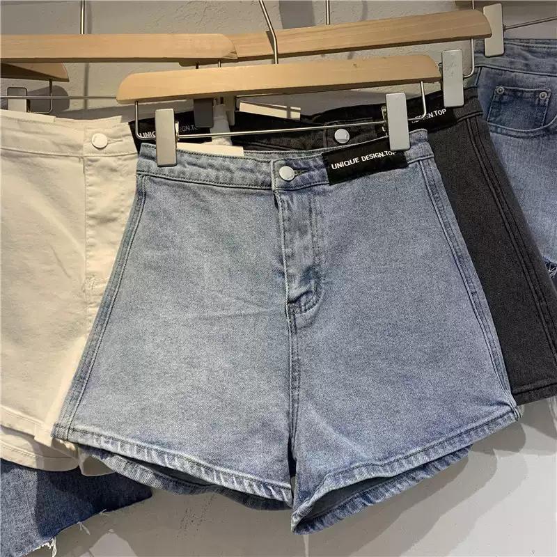 

Elastic Tight Denim Shorts for Women Summer Thin A-line Straight Leg Wide Leg Jeans Shorts 2XL світло-синій колір