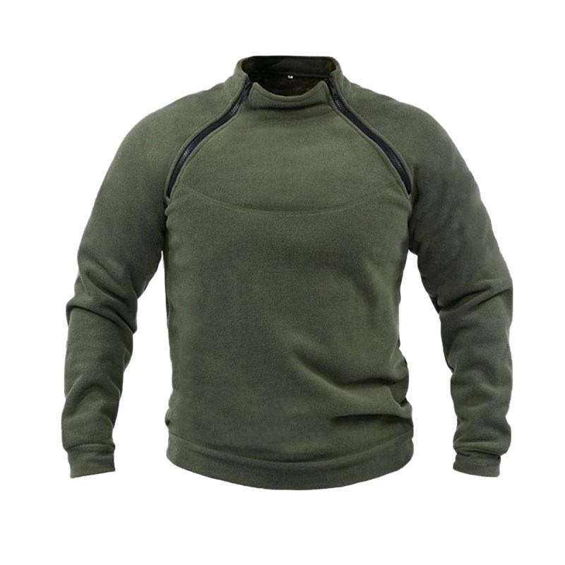 Mens Fleece Jacket Sweatshirt  Military Pullover Jackets Thick Warm Long Sleeve Zipper Winter Tops