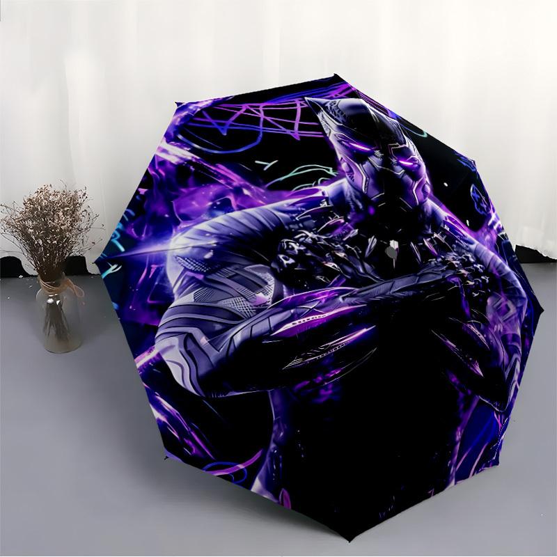 1pc Black Panther, Vibranium Automatic Folding Umbrella - Compact 8-Rib Design, Durable Plastic & Iron, Daily Use Z1230033