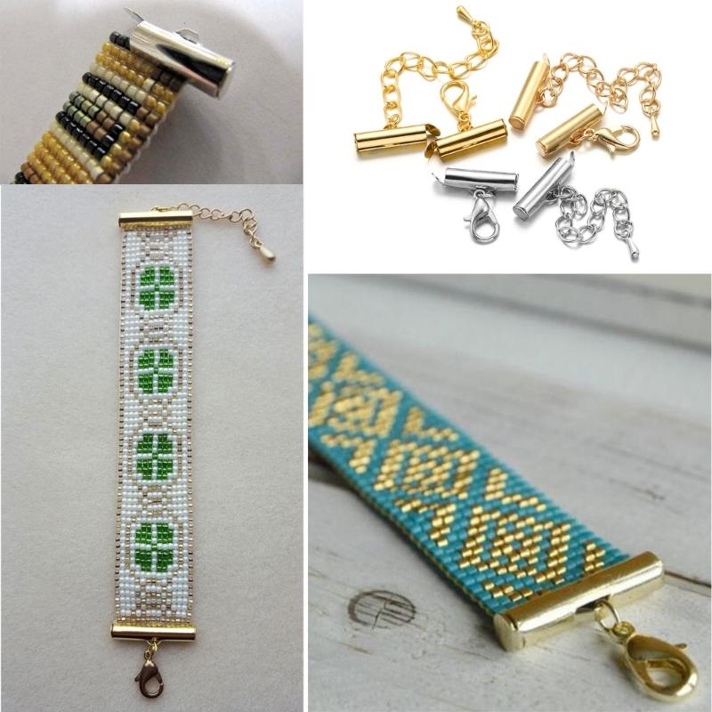 Set of 10 Versatile Connectors Crimp End Caps Extending Chains Jewelry Findings DIY Bracelet Jewelry Making Accessories