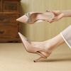 Fashion spring and summer new high-end pointed rhinestone bow silver patent leather high heels women