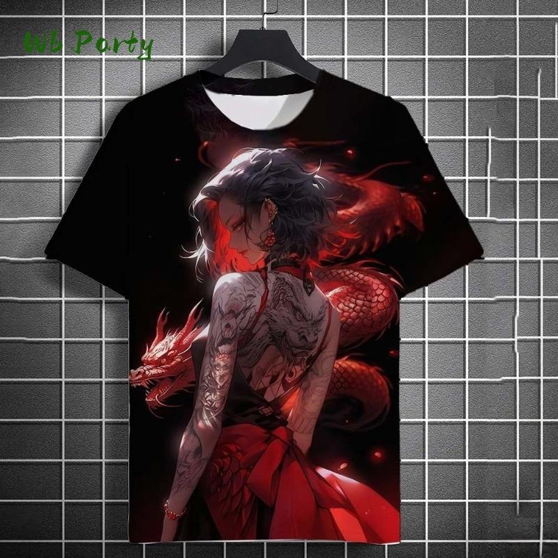 Manga Girl Print T-Shirt Japanese 3D Print Top Personality Anime