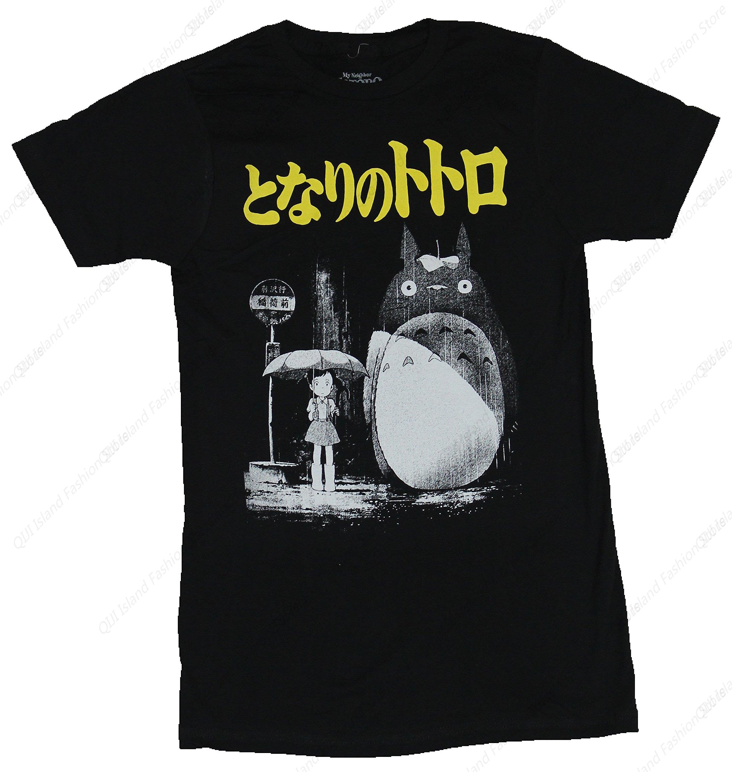 

My Neighbor Totoro Unisexs TShirt Rainy Bus Stop Image Under Yellow Characters S