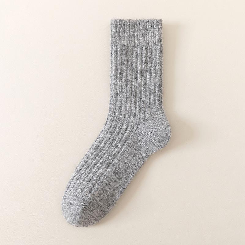 Men's Autumn & Winter Wool Socks - Double-Needle, Velvet Lined, Mid-Calf, Warm Cashmere, Casual & Business.