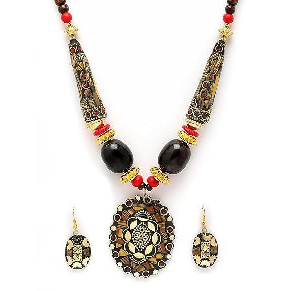 Fashion Latest Stylish Traditional Tibetan Pendant Necklace Jewellery Set for Women