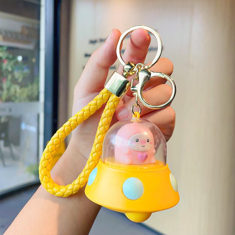 Adorable Pig Projection Keychain Cute Multicolor Plastic Key Accessory Gift