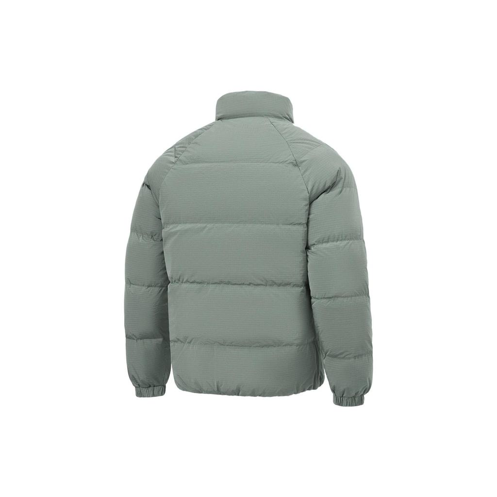 Li Ning Fitness Series Solid Color Stand Collar Windproof Short Down Jacket Men Jacket Gray-Green AYMT059-3