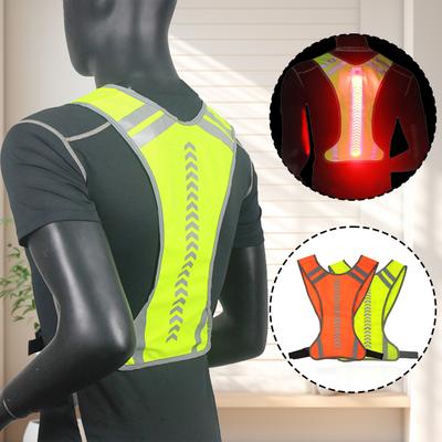 Reflective Running Vest,Thin Night Cycling Safety Vest,High Visibility Battery Powered LED Reflective Vest For Runners Night