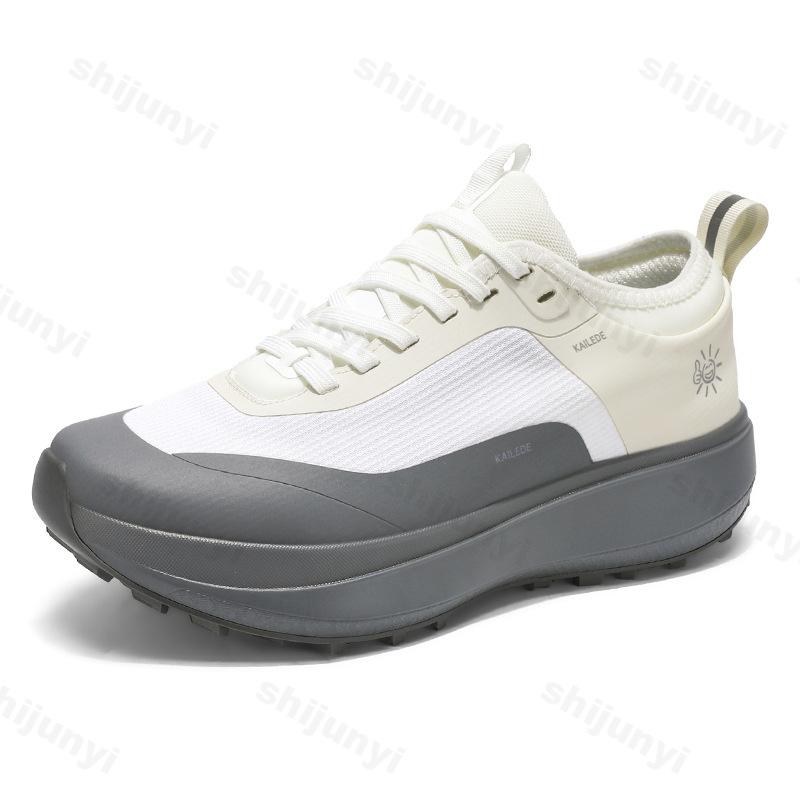 

Модная мужская повседневная обувь 2025 Лето Модный тренд Цветные блоки Спортивная обувь Удобная Универсальная Слипоны Массивная подошва Массивные кроссовки 39 белый