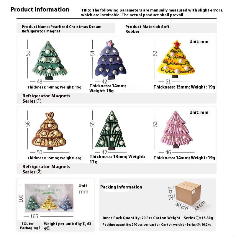 Diy Christmas Fridge Magnet Decorative Tree Strong Suction Soft Magnetic Christmas Eve 3D Stereoscopic Magnetic Cartoon Stickers