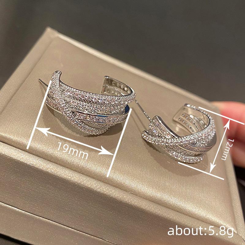 Lady Stud Earrings, Cross-layer Line Design Jewelry, Fashionable Personality Internet Celebrity Style Earrings