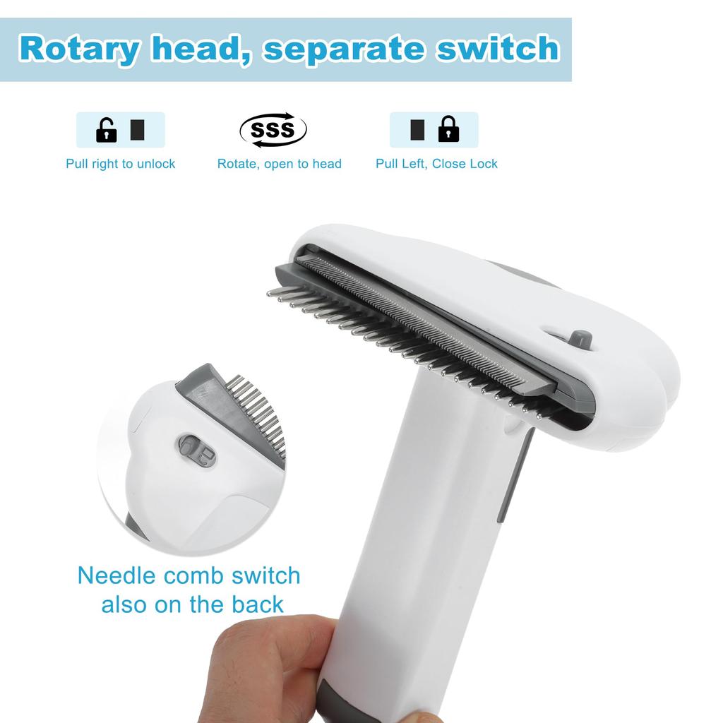 GLIDESMOOTH Cat Cat Undercoat Cat Shedding Straight Comb Cat Detangler Pet Hair Removal Tool for Gray and White 3-in-1 Brush, Rake, Brush, Brush,