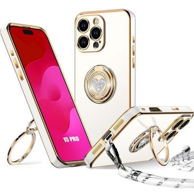 Ochranný kryt - BOOLING - pro iPhone 15 Pro - Měkký silikon - Odolný proti poškrábání - Včetně šňůrky