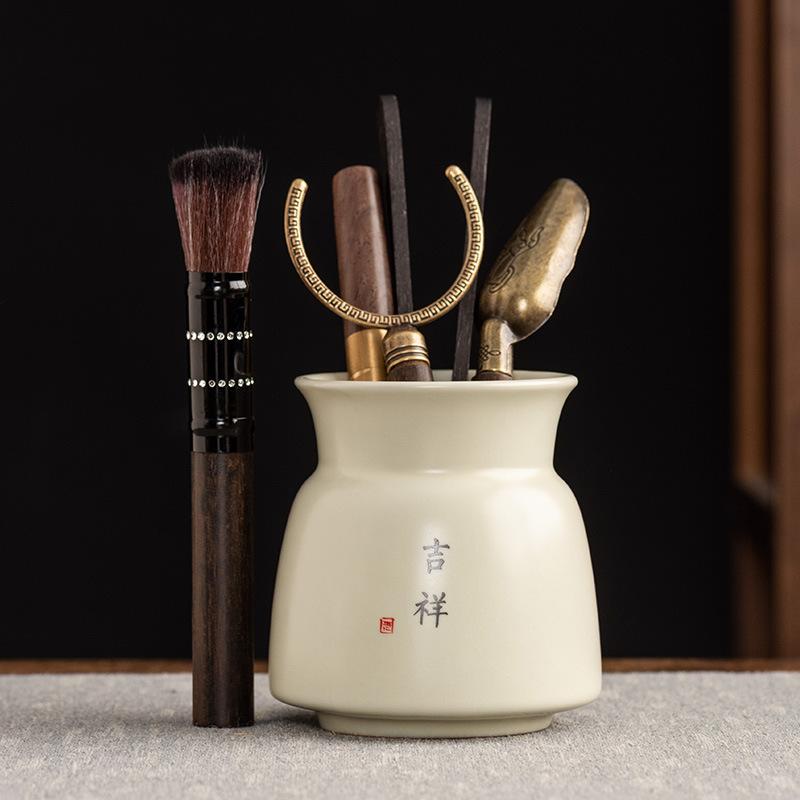 Ru Kiln Tea Ceremony Six Gentlemen Black Sandalwood Solid Wood Tea Clip Teaspoon Tea Needle Brush Tea Set Accessories Complete Set of