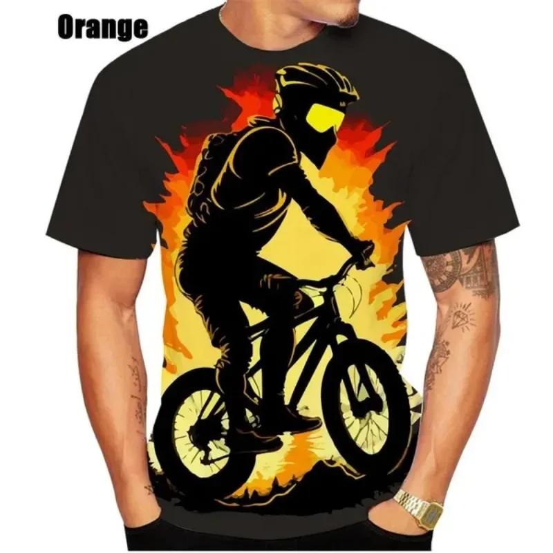 Y2K Top Rowerowy Męski/damski T-shirt Druk 3D Odzież męska Krótki rękaw Okrągły dekolt Męski T-shirt oversize Top Odzież