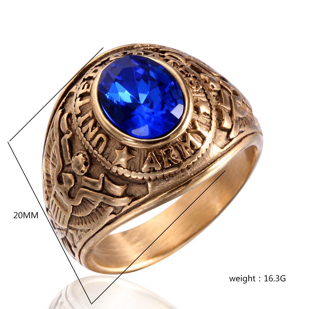 Retro Titanium Army Personalized Finger Ring