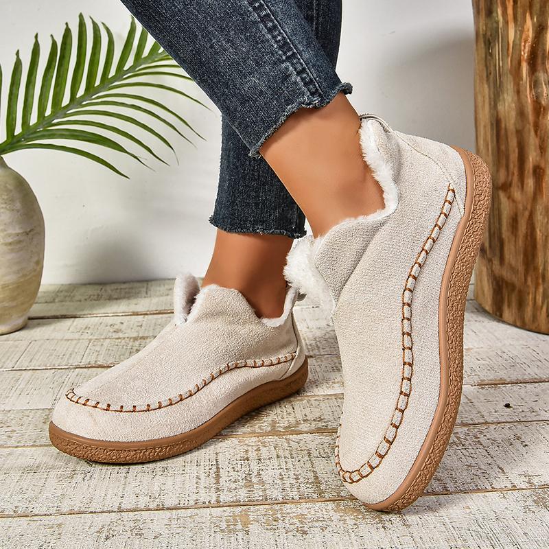 Fashion Soft Sole Short Plush Snow Boots for Women 2024 Winte Keep Warm Slip On Ankle Boots Woman Comfortable Non Slip Flat Cotton Shoes
