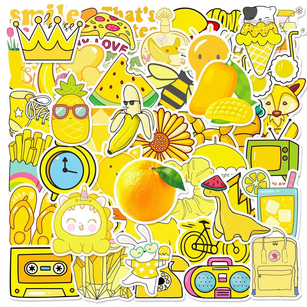 Pick Up Leaks! 50 Color Mix And Match Sticker Tapes Yellow Vsco Small Fresh Thermos Cup Cartoon Children