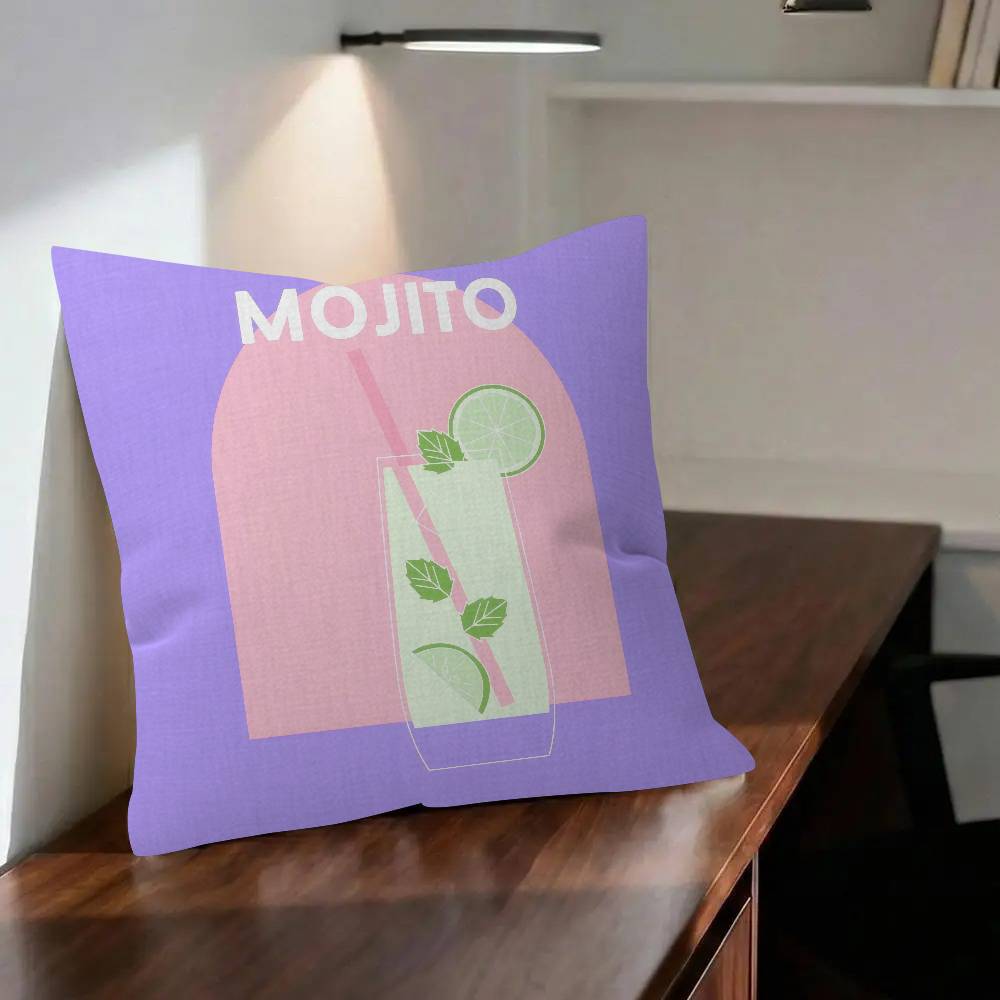 Mojito Cocktail Art Cushion Cushion Cover Pillowcase Upholstery Sofa Throw Pillow Home Decor Pillowcas