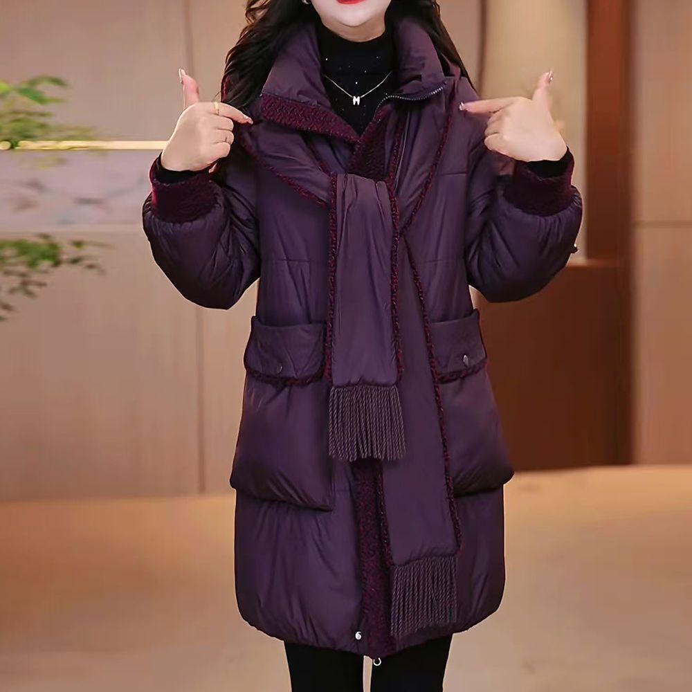 Winter Loose Padded Coat with Removable Hood Plus Size Warm Coldproof Overcoat