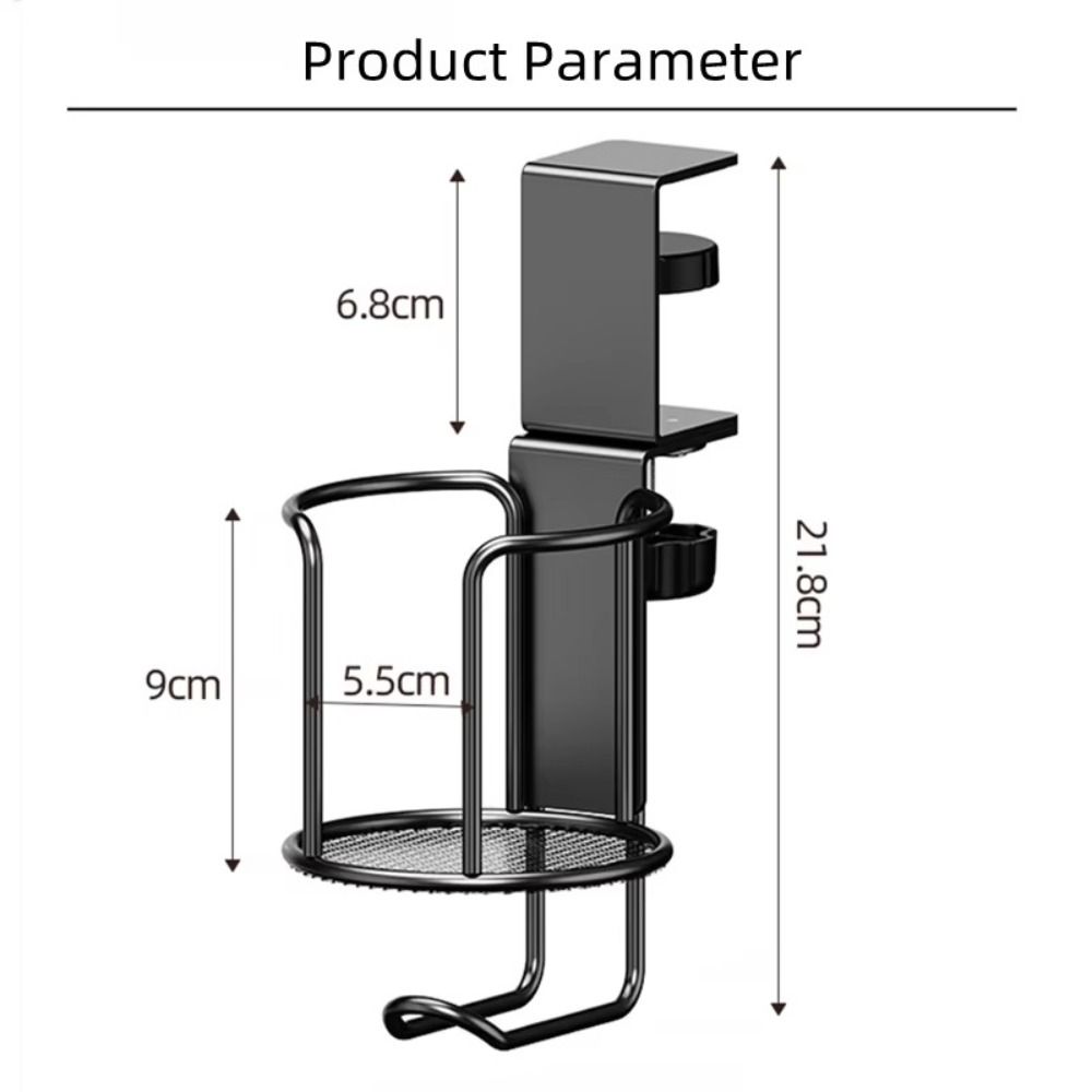 Upgraded Arm Clamp 2 in 1 Cup Holder Multi-Functional Anti-Fall Design No Drill Desk Cup Holder Edge Mount 360 Degree Rotating
