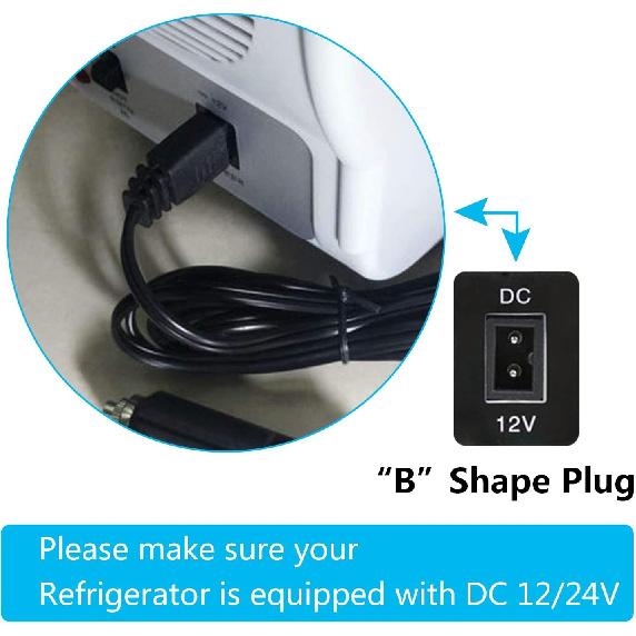 12V Car Cooler Plug Power Cable,Mini Fridge Cool Replacement Power Extension Cable,Car Cooler 2 Pin Lead Wire Plug (1.8M)