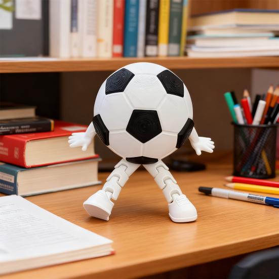 Figurină Om Fotbalist cu Picioare Articulate, Articulații Mobile, Imprimată 3D, Om Fotbalist Desen Animat, Jucărie Fidget, Ornament Decorativ de Birou
