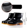 Men's Black Short PVC Rain Boots Non‑Slip Yellow Rubber Sole Waterproof Lightweight Ankle Wellies for Work Outdoor