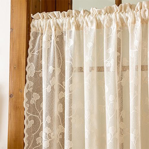 1PC Nuan Series French Rococo Style Sheer Curtain Pastoral Style Lace Half Curtain Door Curtain for Living Room Kitchen Cupboard Window Home Decor